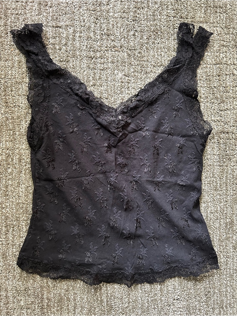 Arianne Black Lace-Trim Camisole